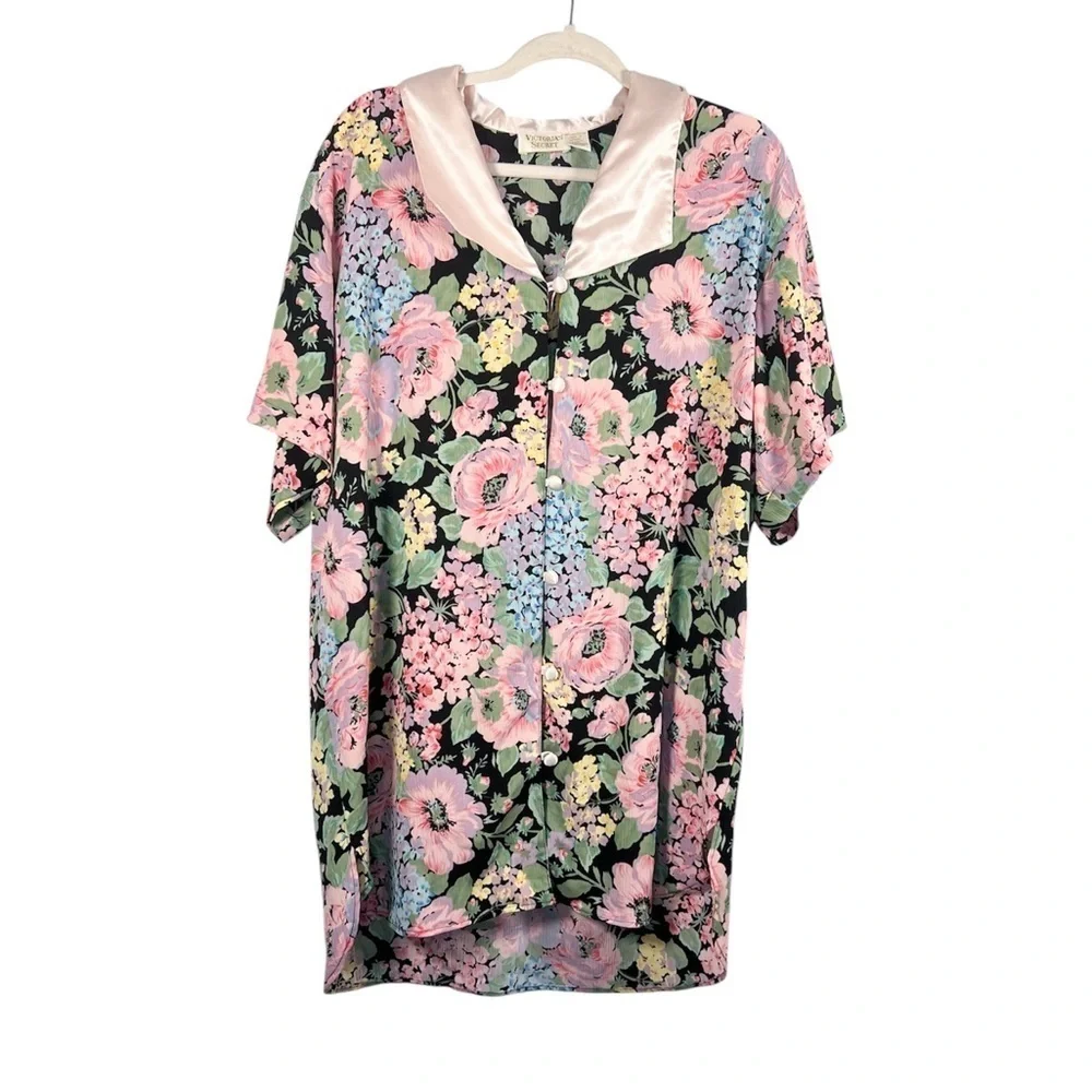 Victoria’s Secret Vintage Gold Label Floral Nightgown Mini Button Front M/L